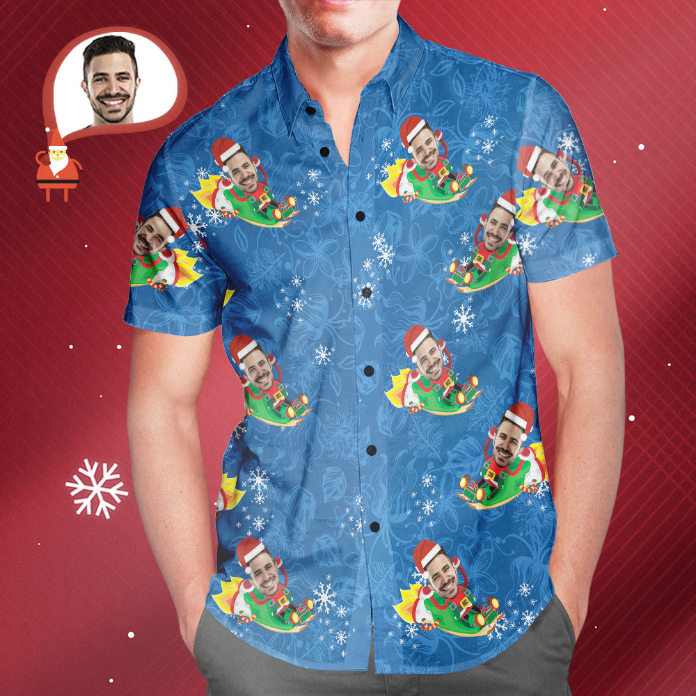 Men's Custom Face Hawaiian Shirt Funny Santa Claus Hawaiian Shirt Christmas Gift - MyHawaiianShirtsAU