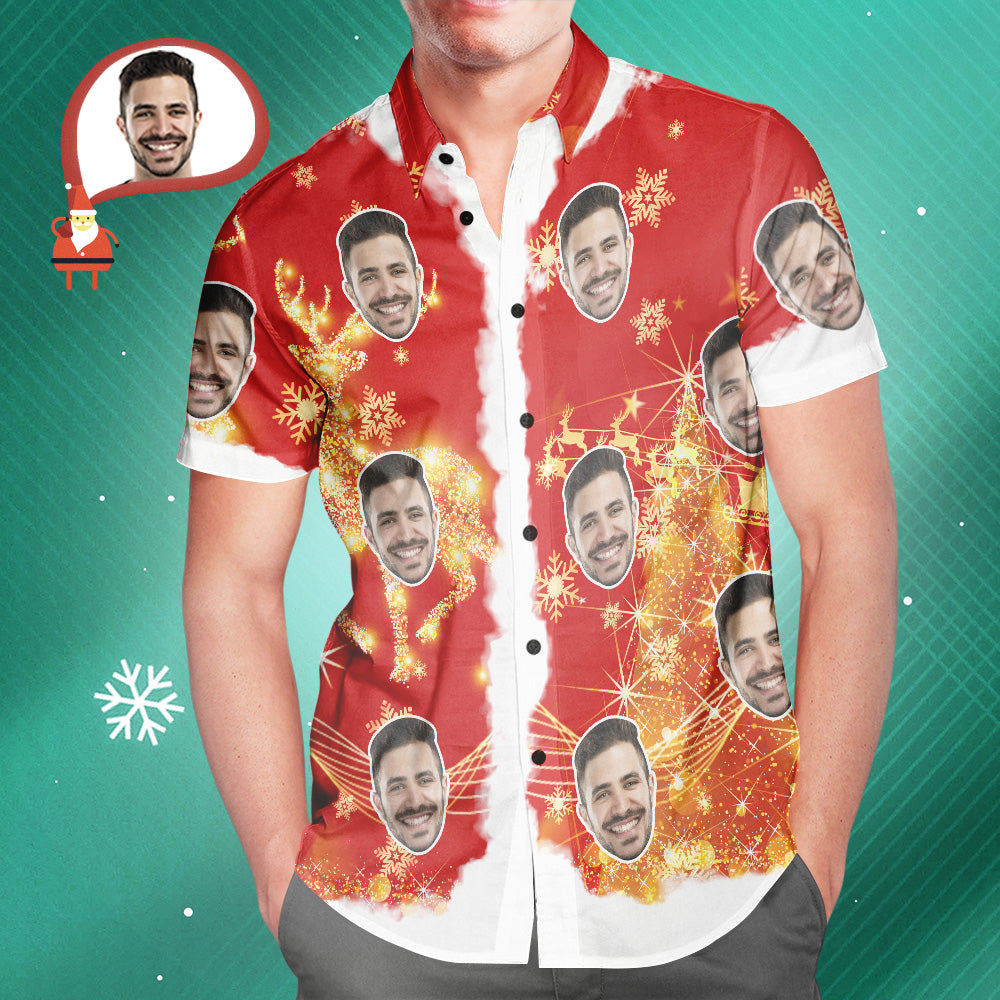 Men's Custom Face Merry Christmas Personalised Hawaiian Shirt Christmas Gift - MyHawaiianShirtsAU