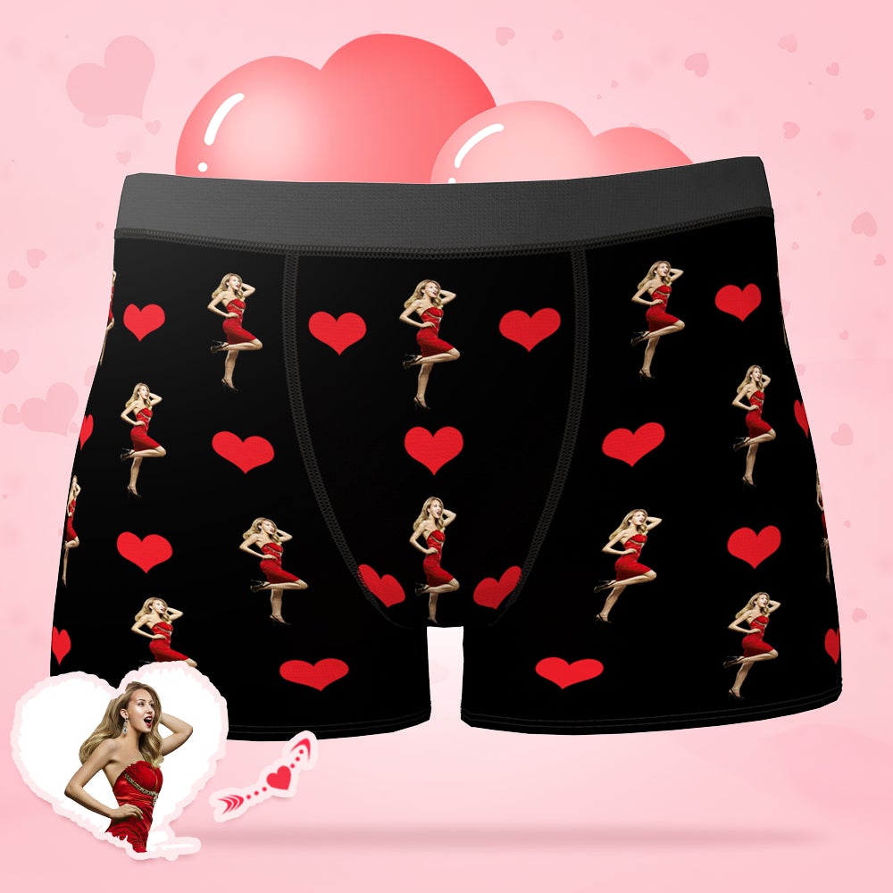 Custom Photo Boxer Love Heart Underwear- Men