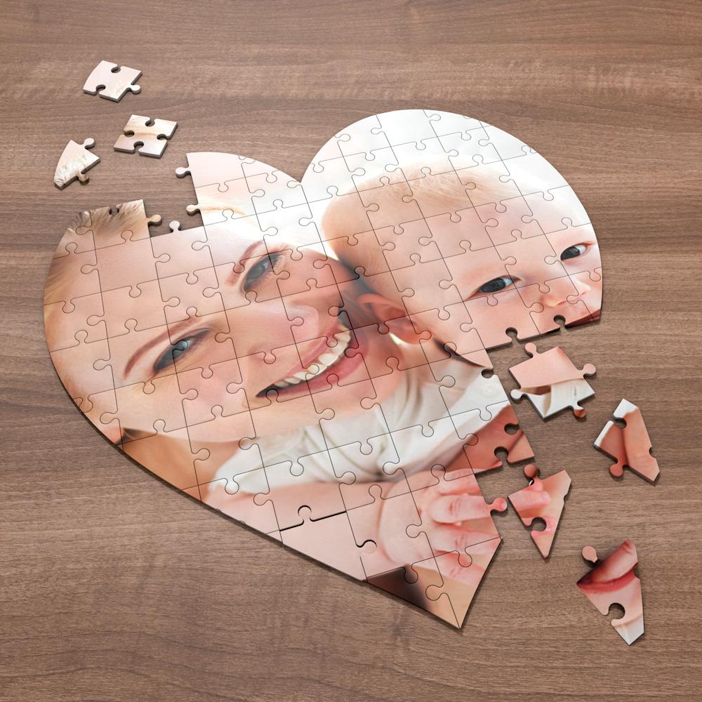 Mother's Day Gifts Personalized Heart Shaped Photo Puzzle Custom Heart Shaped Photo Jigsaw Puzzle