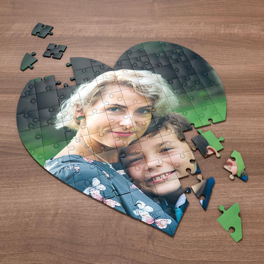 Mother's Day Gifts Best Mom Photo Puzzle Personalized Photo Heart Shaped Puzzle