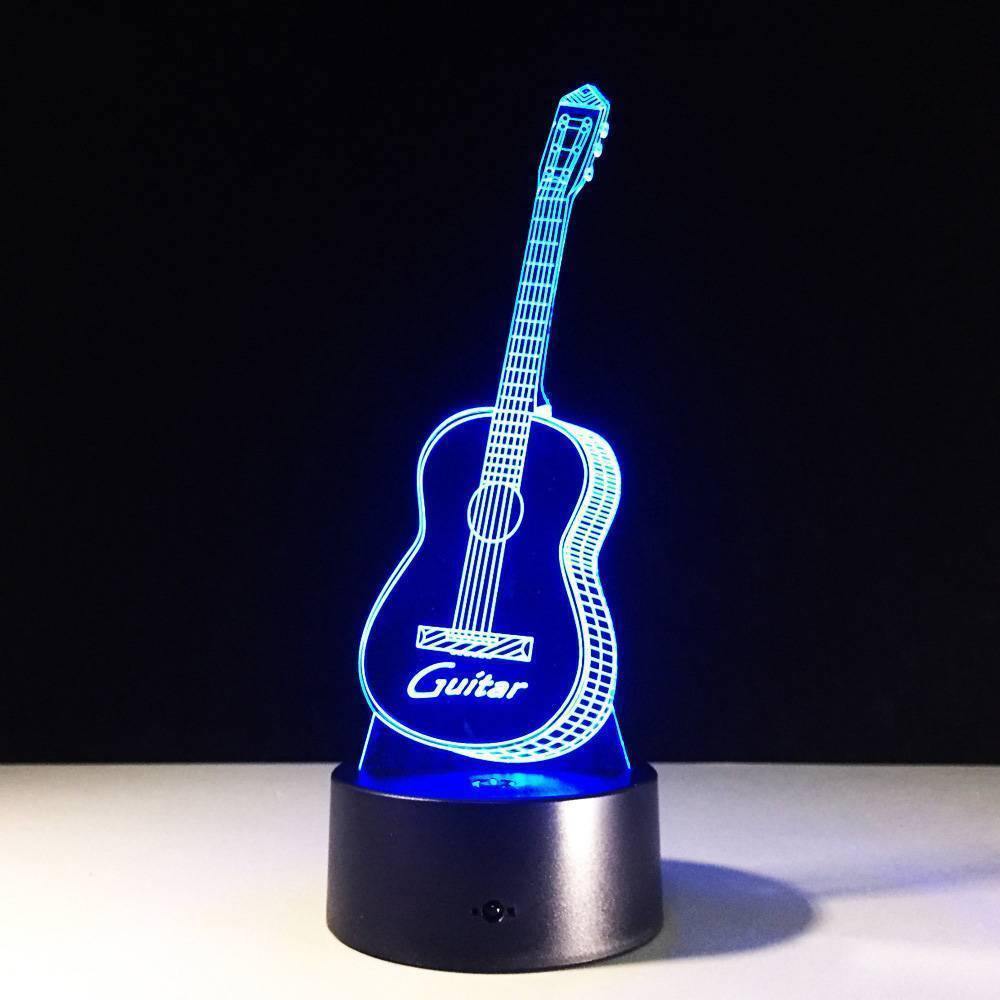 Guitar 3D Colorful Night Light Touch Seven Color Change - MyPhotoMugs