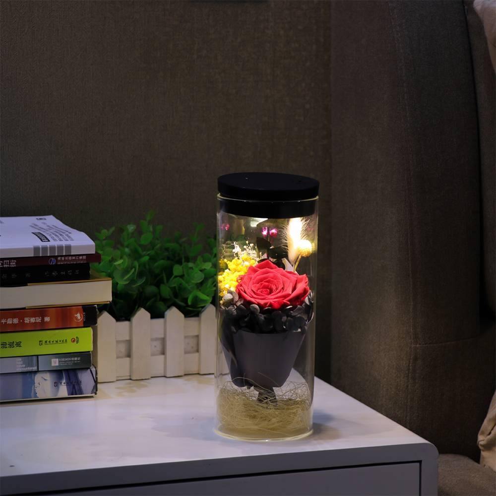 Night Lamp, LED Bottle Lamp Touch Light - Red Flower - MyPhotoMugs