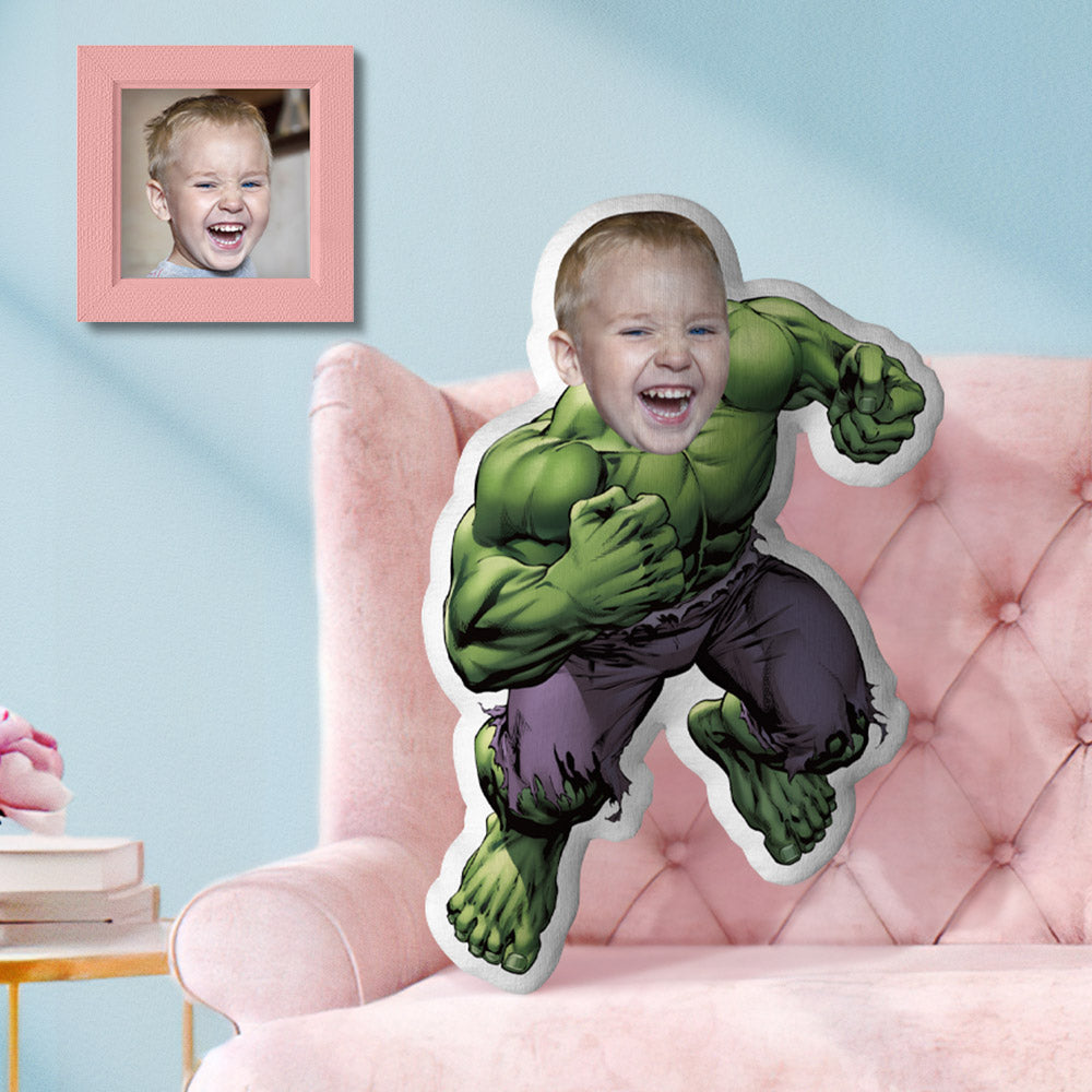 Custom Face Photo Minime Doll Personalized Hulk Photo Face Pillow A Unique Cool Gift for kid