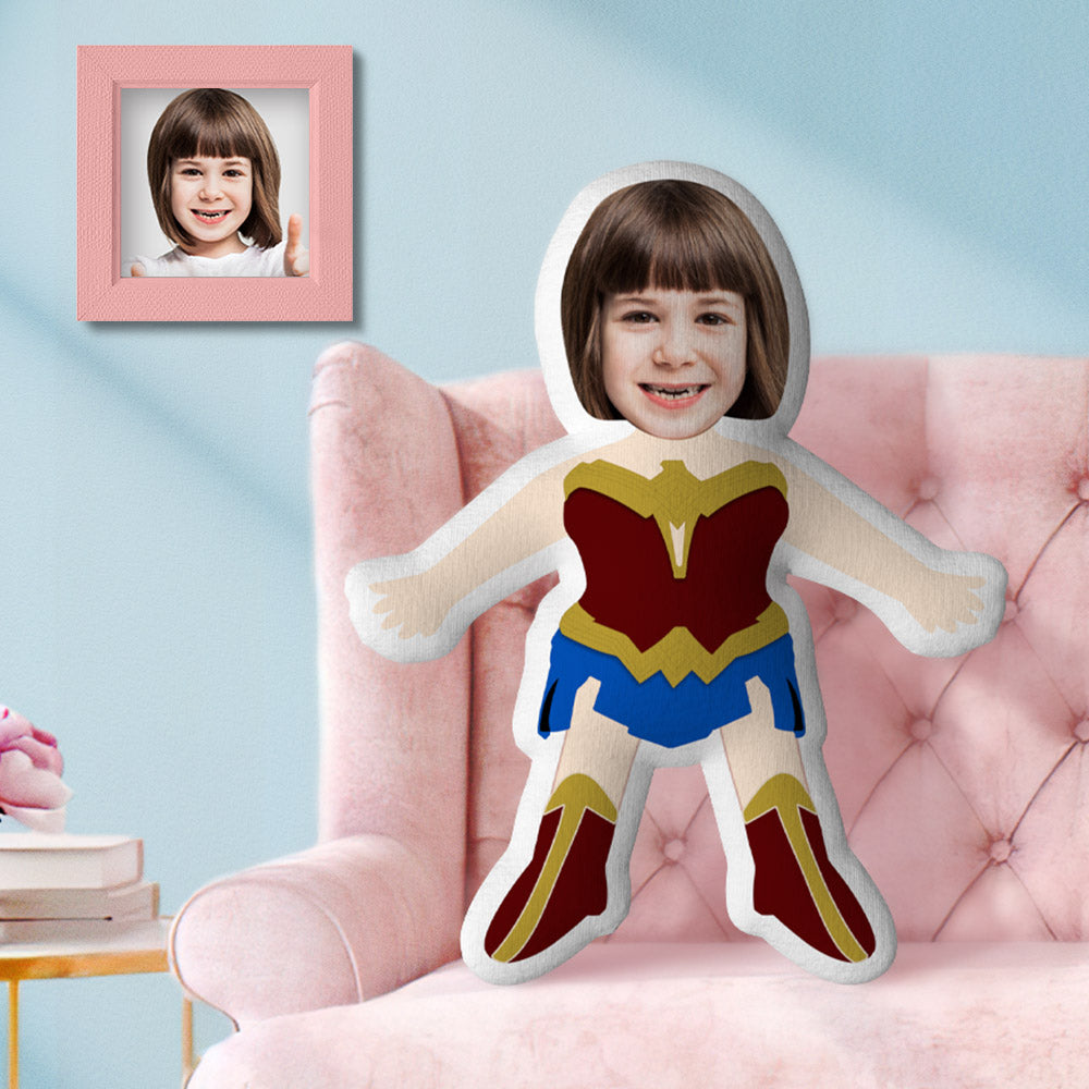Custom Face Pillow MiniMe Pillow Personalized Photo Pillow Wonder Woman Pillow Gift for Kid