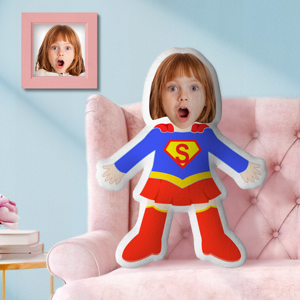 Custom Face Pillow MiniMe Pillow Personalized Photo Pillow Gift Super Girl Pillow Gift for Kid