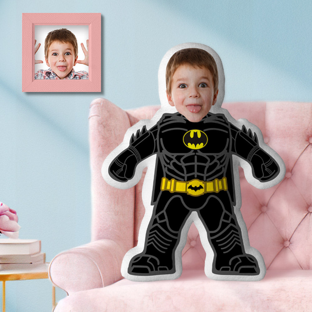 Custom Face Pillow MiniMe Pillow Personalized Photo Face Doll Black Batman Gift for Kid