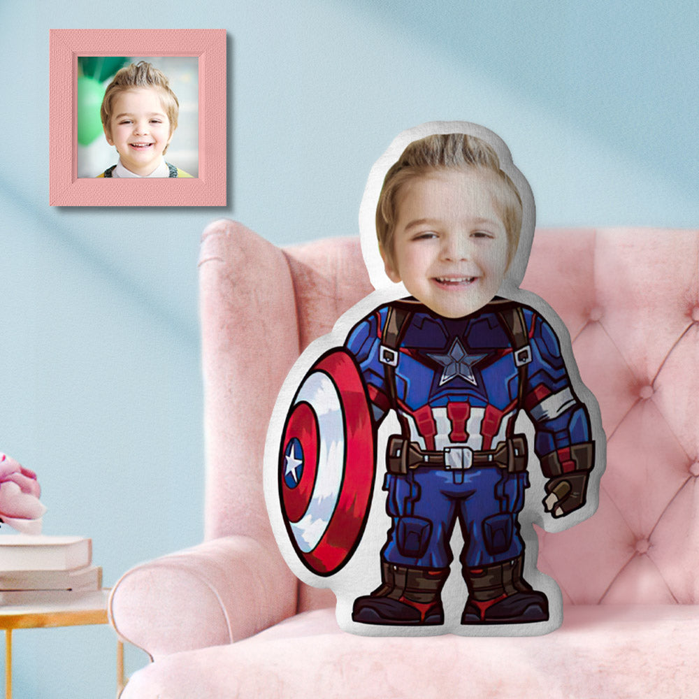 Custom Face Pillow MiniMe Pillow Personalized Photo Face Doll Captain America Gift for Kid