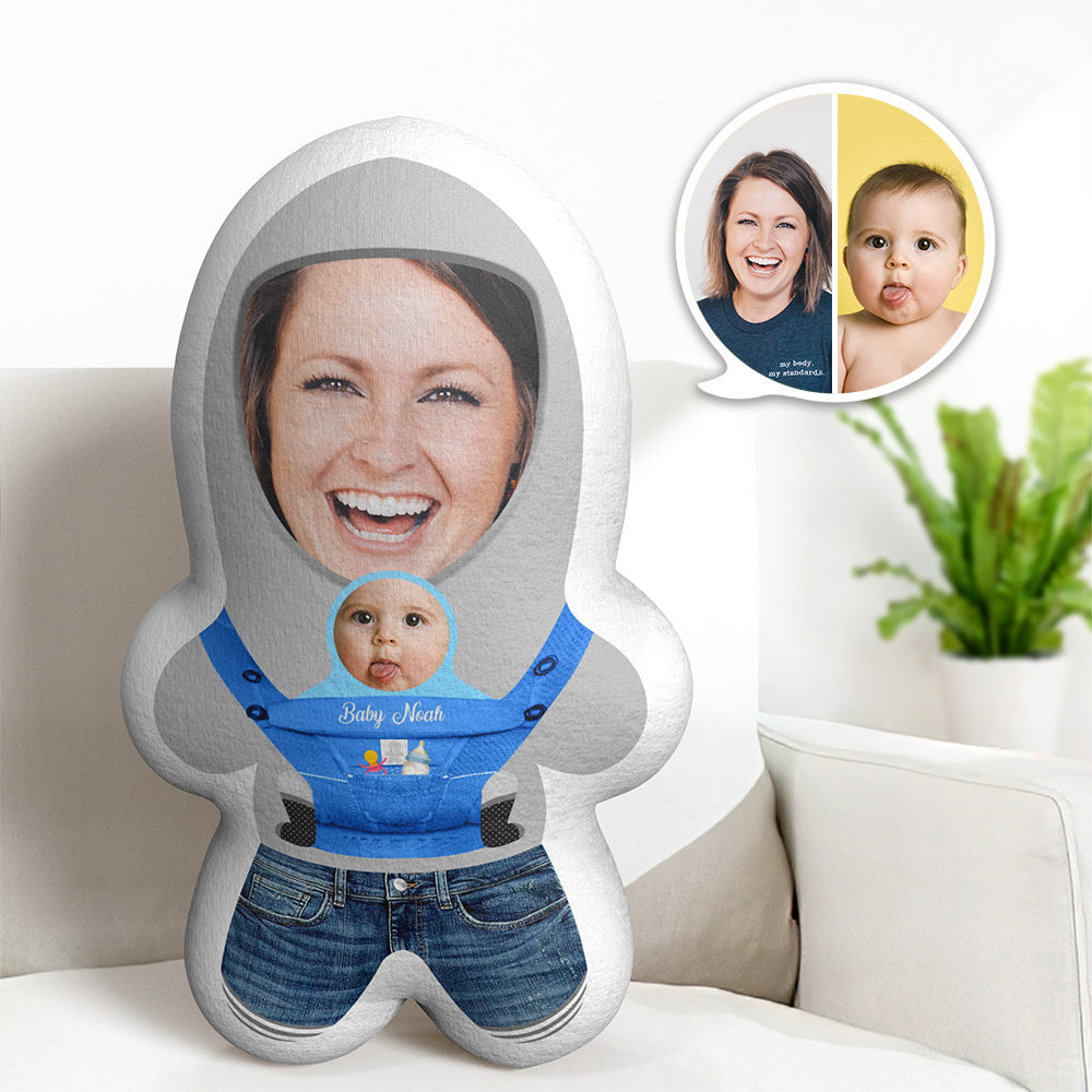 Custom Mother and Baby's Face Minime Throw Pillow Personalized Photo Gift for Her - auphotomugs