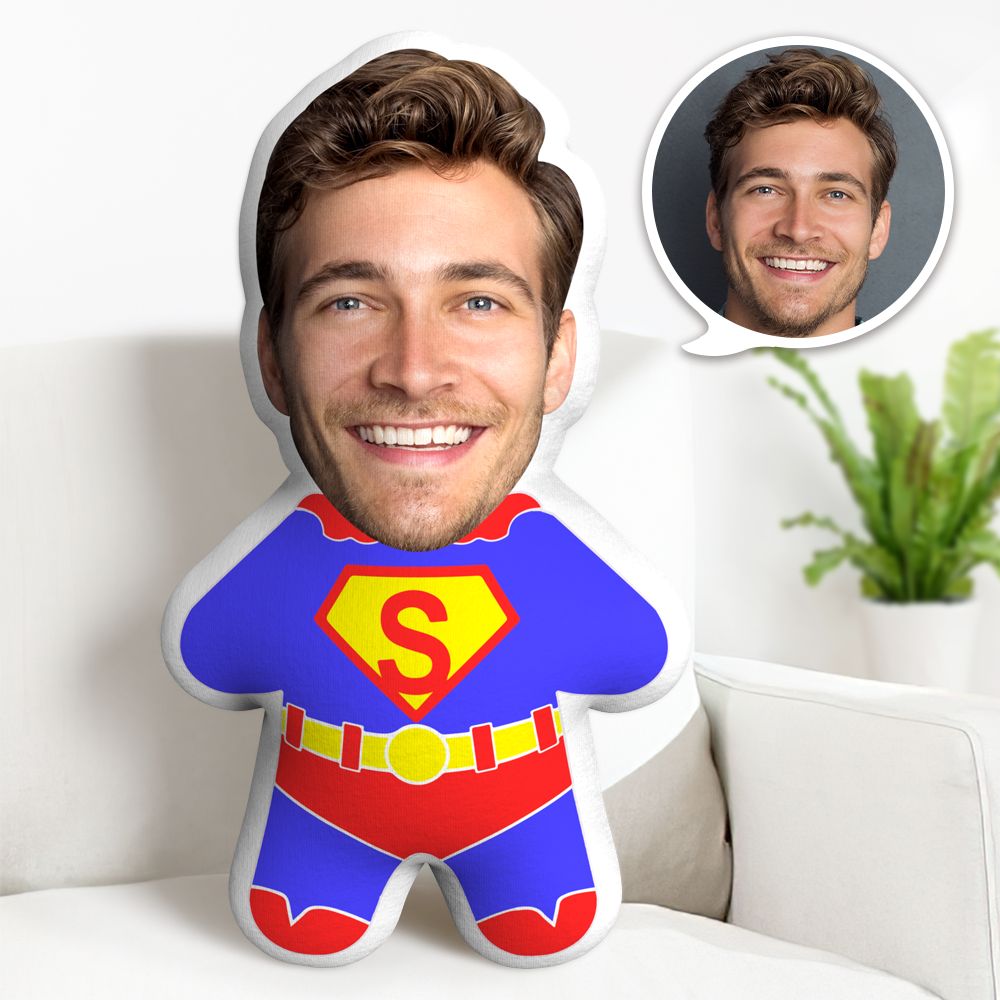 Superman Minime Throw Pillow Custom Face Gifts Personalized Photo Minime Pillow - auphotomugs