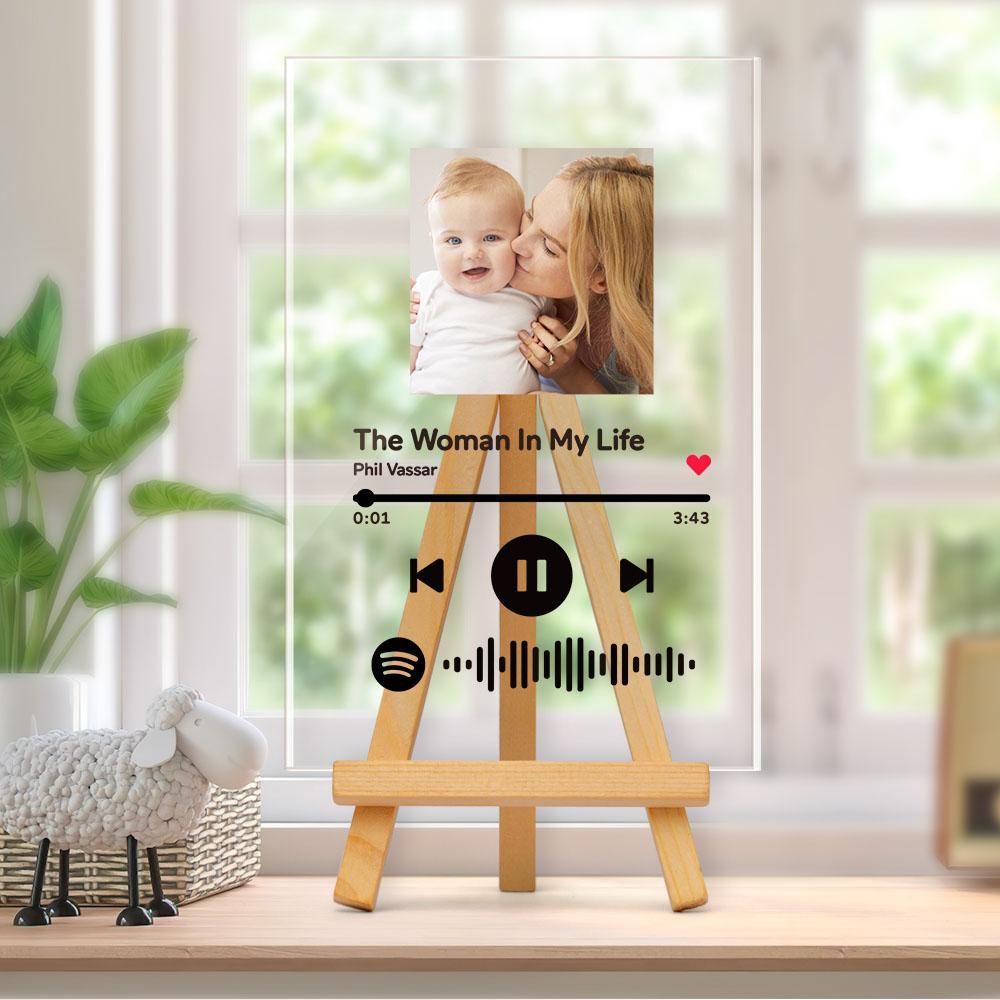 Spotify Glass Art Custom Spotify Plaque Music Plaque With Wooden Stand