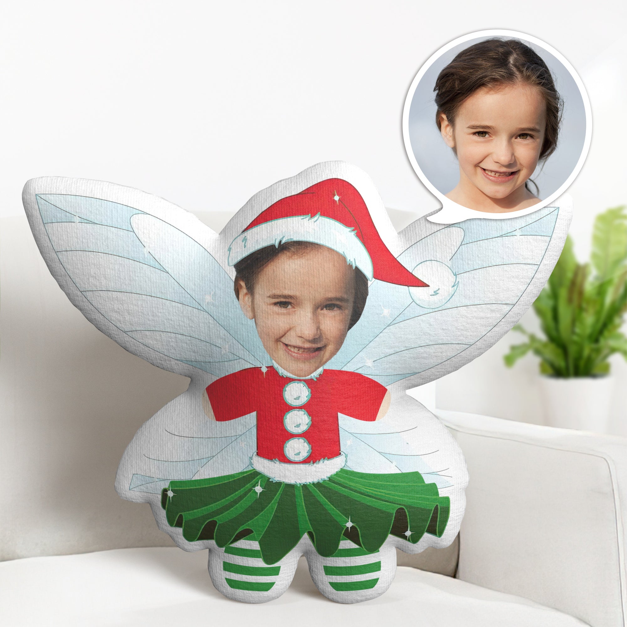 Christmas Minime Pillow Gifts Custom Face Pillow Personalized Cartoon Fairy Pillow Gifts - auphotomugs