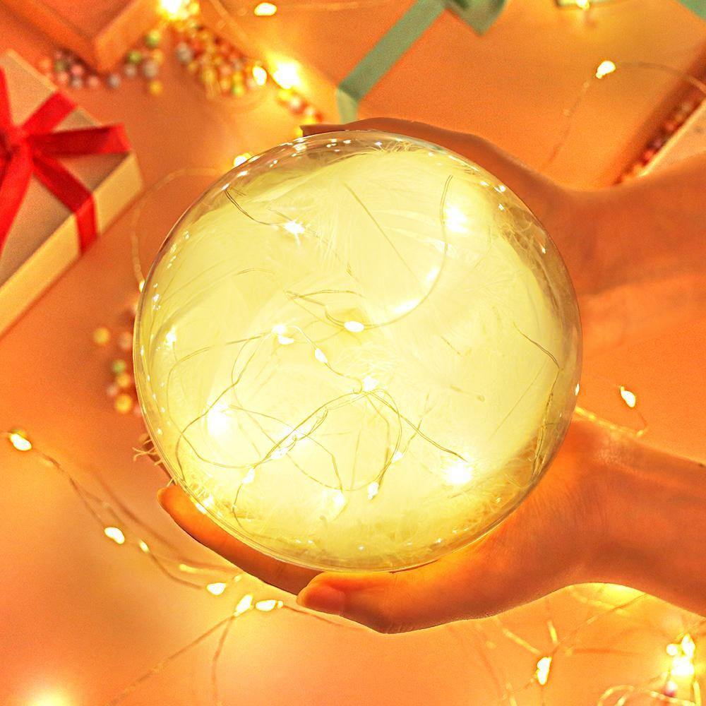 Transparent Plastic Ball Light String White Feather Three-piece Suit Creative Gift Combination - MyPhotoMugs