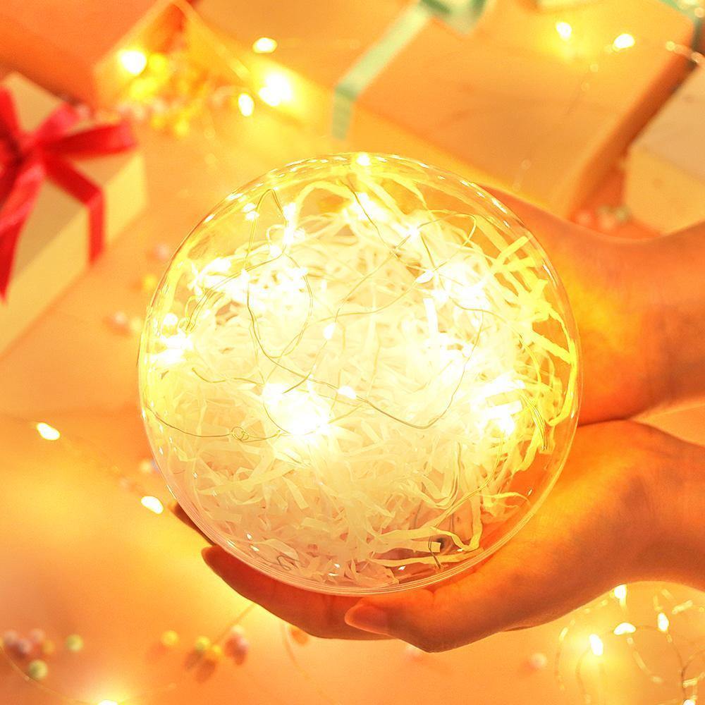 Transparent Round Plastic Ball Color Light String Creamy-white Raffia Shredded Paper Silk Three-piece Suit Creative Gift Combination - MyPhotoMugs
