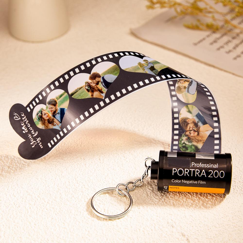 Custom Engraved Photo Film Keychain Camera Roll Creative Heart Gifts - auphotomugs