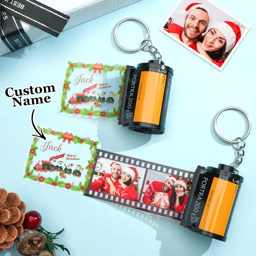 Custom Photo Engraved Film Keychain Funny Christmas Gift - auphotomugs