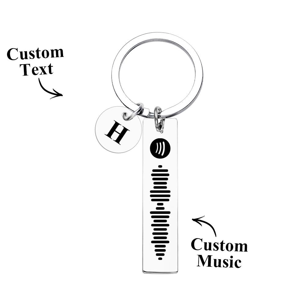 Scannable Spotify Code Keychain With Engraved Circle Pendant Custom Music Song Keychain Gift - auphotomugs