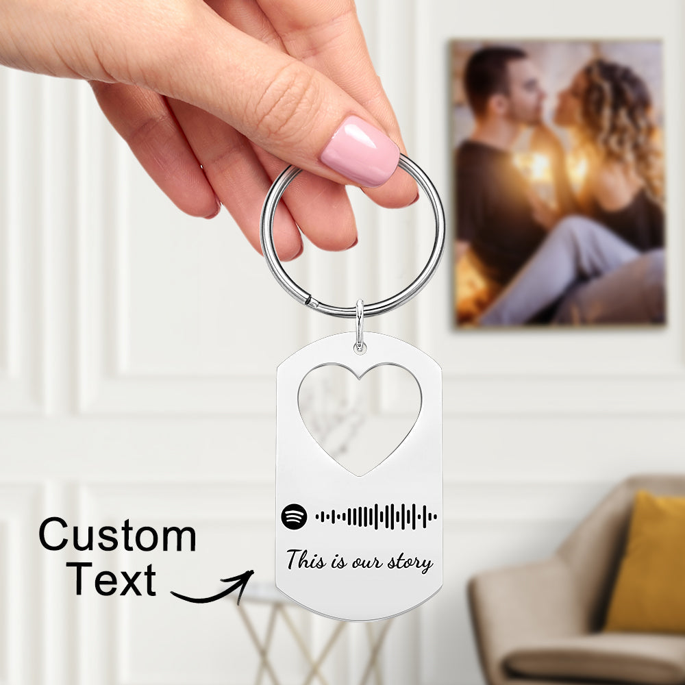 Custom Valentine's Day Gift Engraved Keychain Spotify Keychain for Lover - auphotomugs