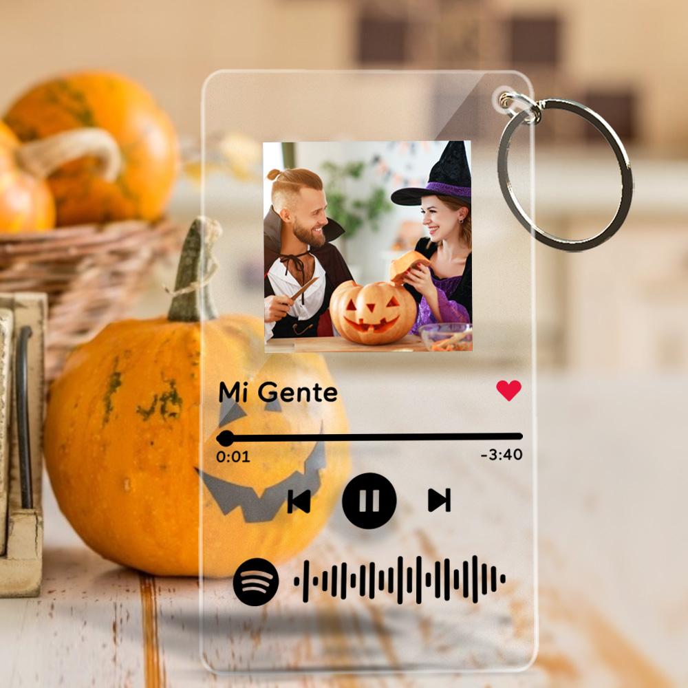 Halloween Gifts Custom Spotify Acrylic Music Keychain Personalized Music Photo Keychain