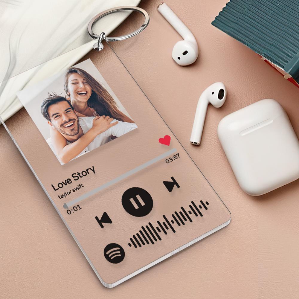 Spotify Code Keychain Custom Spotify Music Keyring Personalized Photo Keychain Best Gift for Him