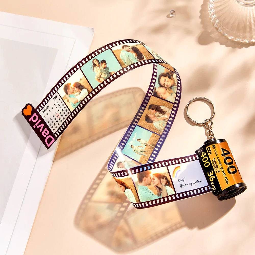 Custom Photo and Name Film Roll Keychain Personalized Camera Keychain Film Gifts for Lover - auphotomugs