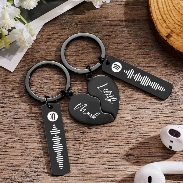 Personalized Spotify Code Keychain Custom Name in Heart Shape Keychain  for Her