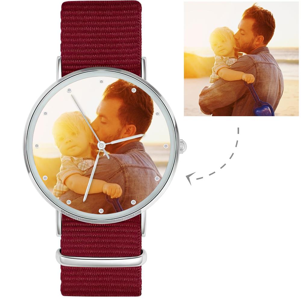 Custom Photo Watch Personalized Watch With Red Strap