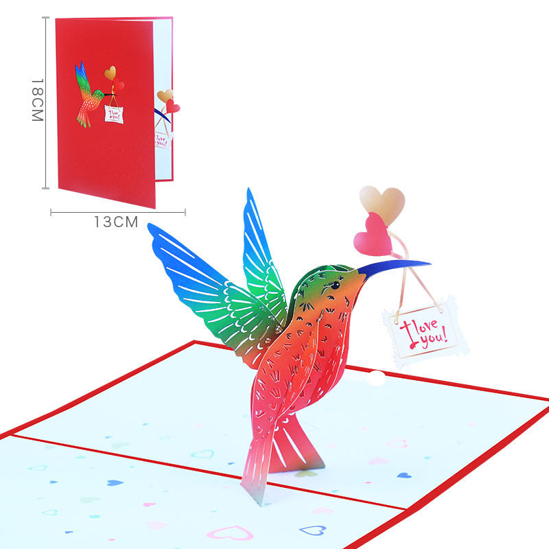 Creative Hummingbird Pop-up Greeting Card Festive Animal Cards