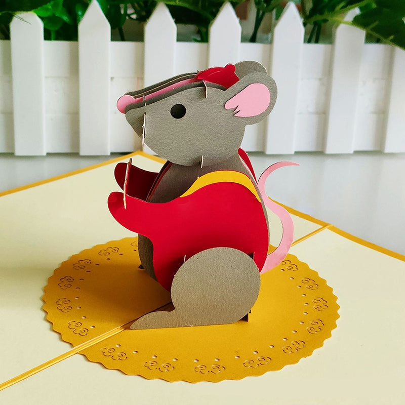 Cute Mouse Greeting Card 3D Three-dimensional Creative Birthday Card