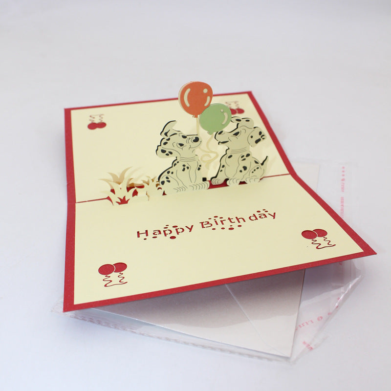 Cute Dalmatians Birthday Greeting Card 3D Pop-up Greeting Card