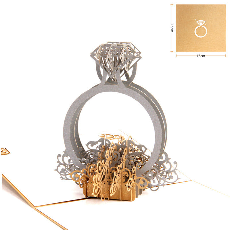 Creative Diamond Ring Wedding Greeting Card 3D Pop-up Greeting Card