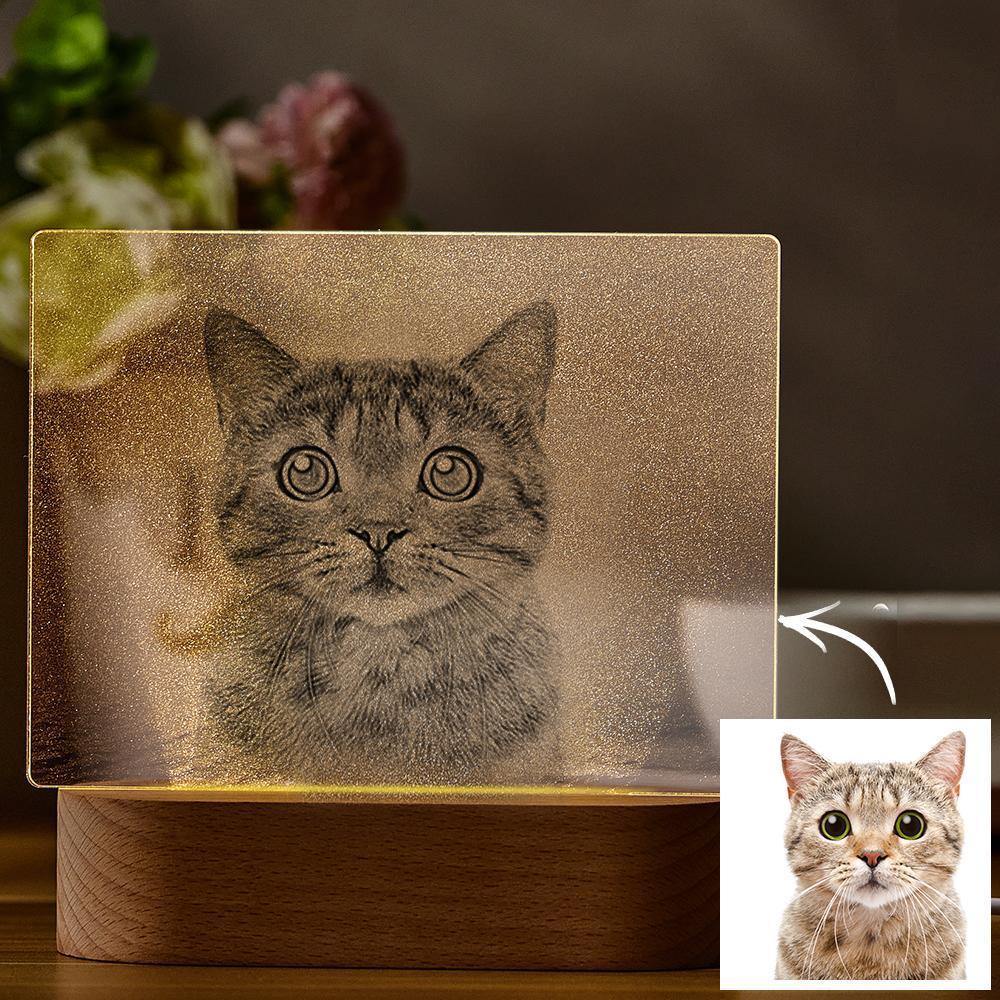 Personalised Photo Night Light Cat Theme - MyPhotoMugs