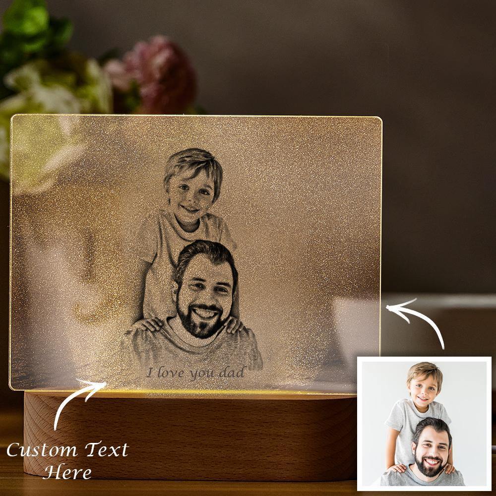 Personalised Photo Engraved Night Light Father Theme - MyPhotoMugs