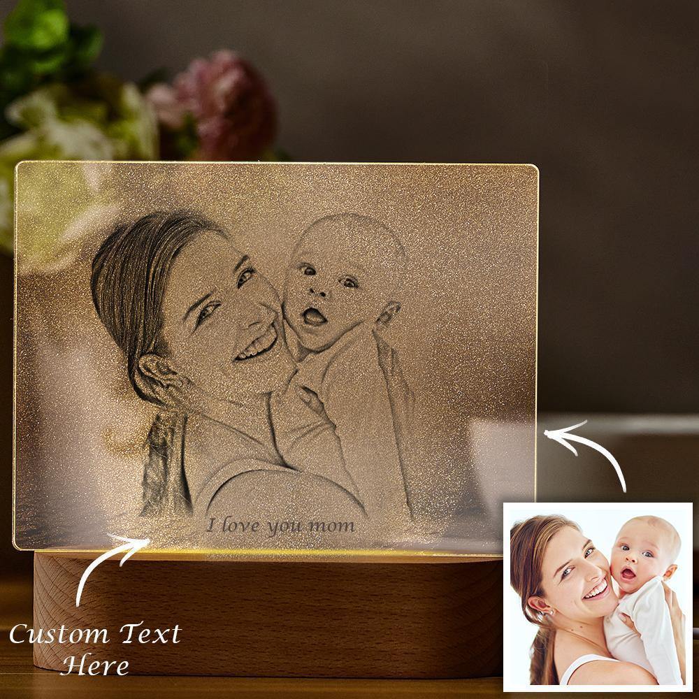 Personalised Photo Engraved Night Light Mother Theme - MyPhotoMugs