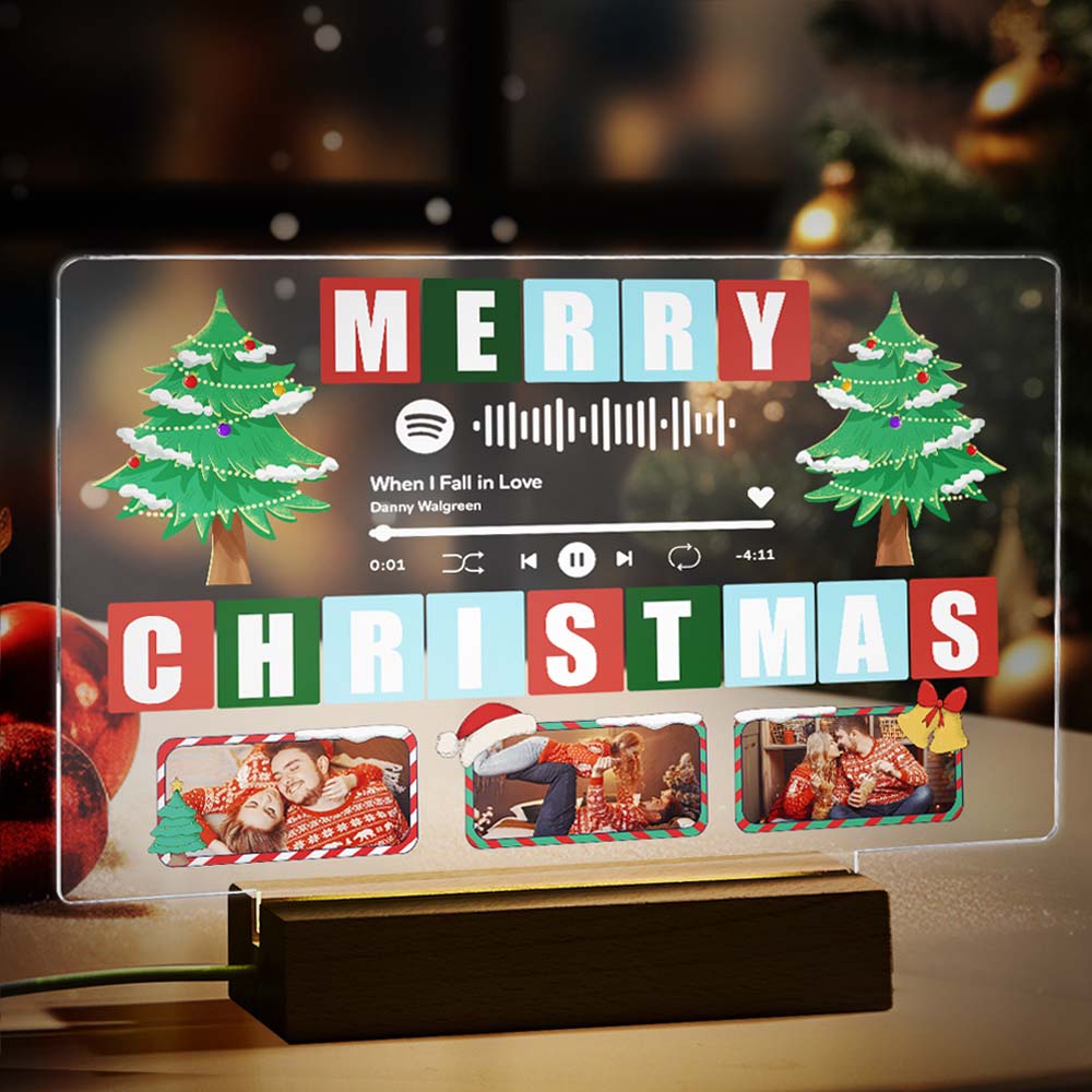 Personalized Christmas Light Night Custom Spotify Code Lamp Custom Christmas Gift for Family - auphotomugs