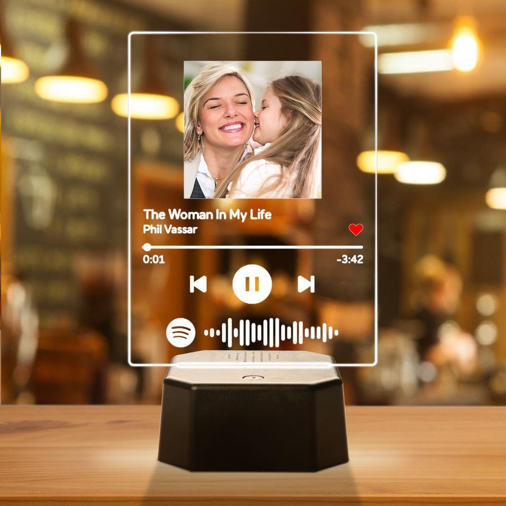 Personalized Photo Spotify Song Light Up Plaque & Stand Bluetooth Speaker Anniversary Gift - MyPhotoMugs