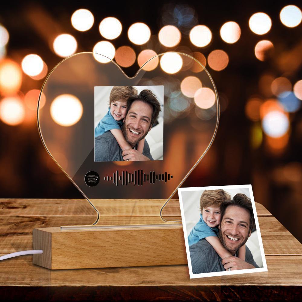 Father's Day Gift Custom Scannable music Code Night Light Photo Music Home Gifts - MyPhotoMugs