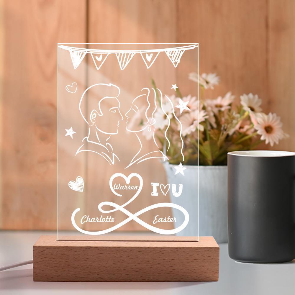 Custom Engraved Night Light Romantic Confession Surprise Gift for Couple - MyPhotoMugs