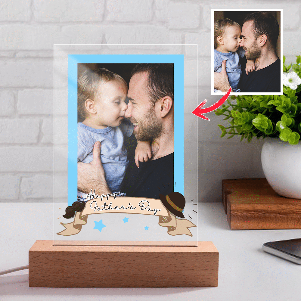 Custom Photo Engraved Night Light Father's Day Memorial Gift - MyPhotoMugs