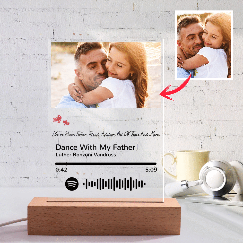 Scannable Spotify Code Night Light Photo Engraved Acrylic Father's Day Gifts - MyPhotoMugs