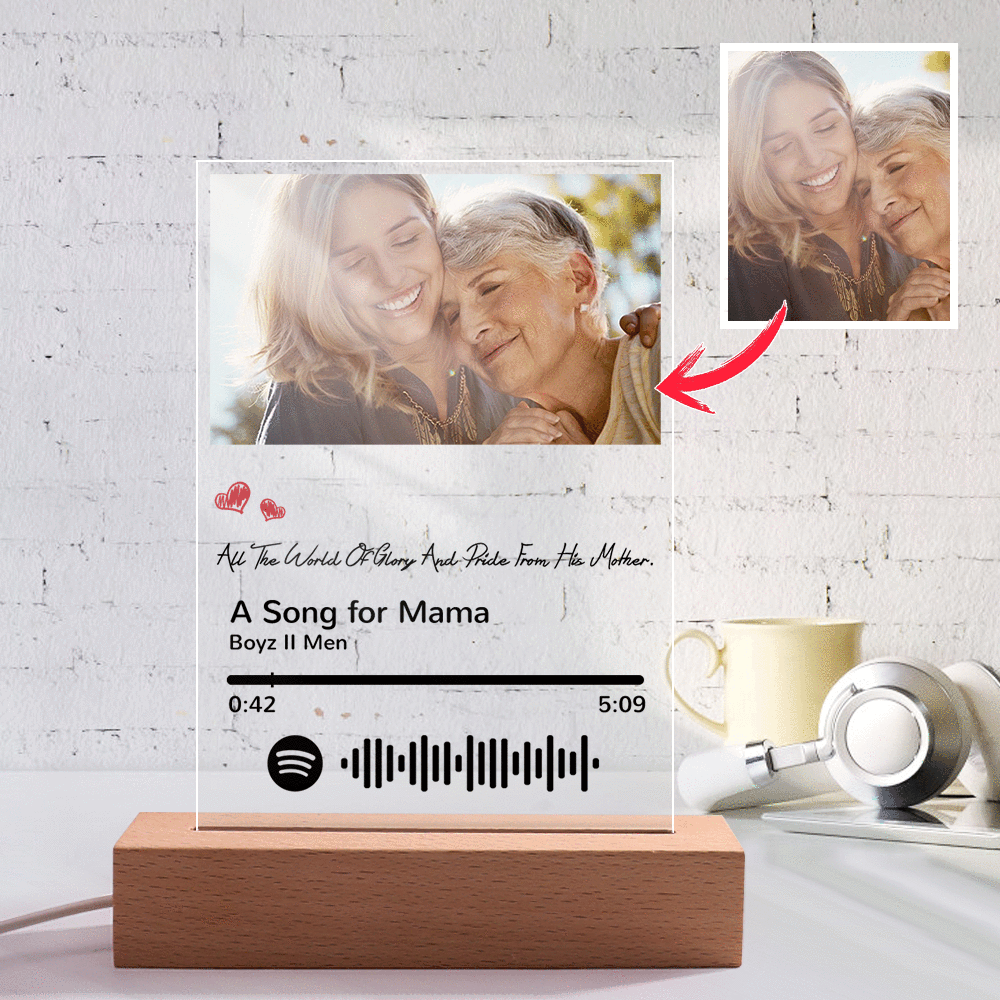 Scannable music Code Night Light Photo Engraved Gifts for Mom - MyPhotoMugs