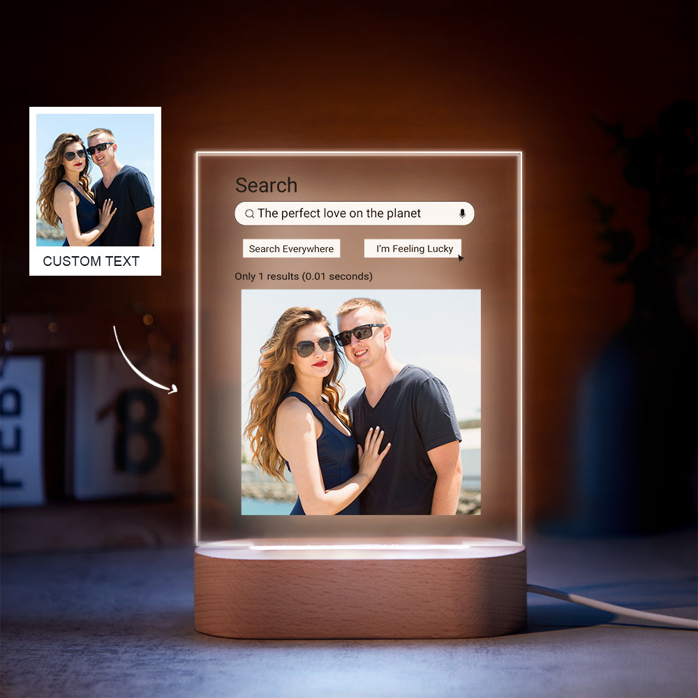 Custom Photo Google Search Colorful Lamp Acrylic 3D Printed Night Light Proposal Anniversary Day Gift - auphotomugs