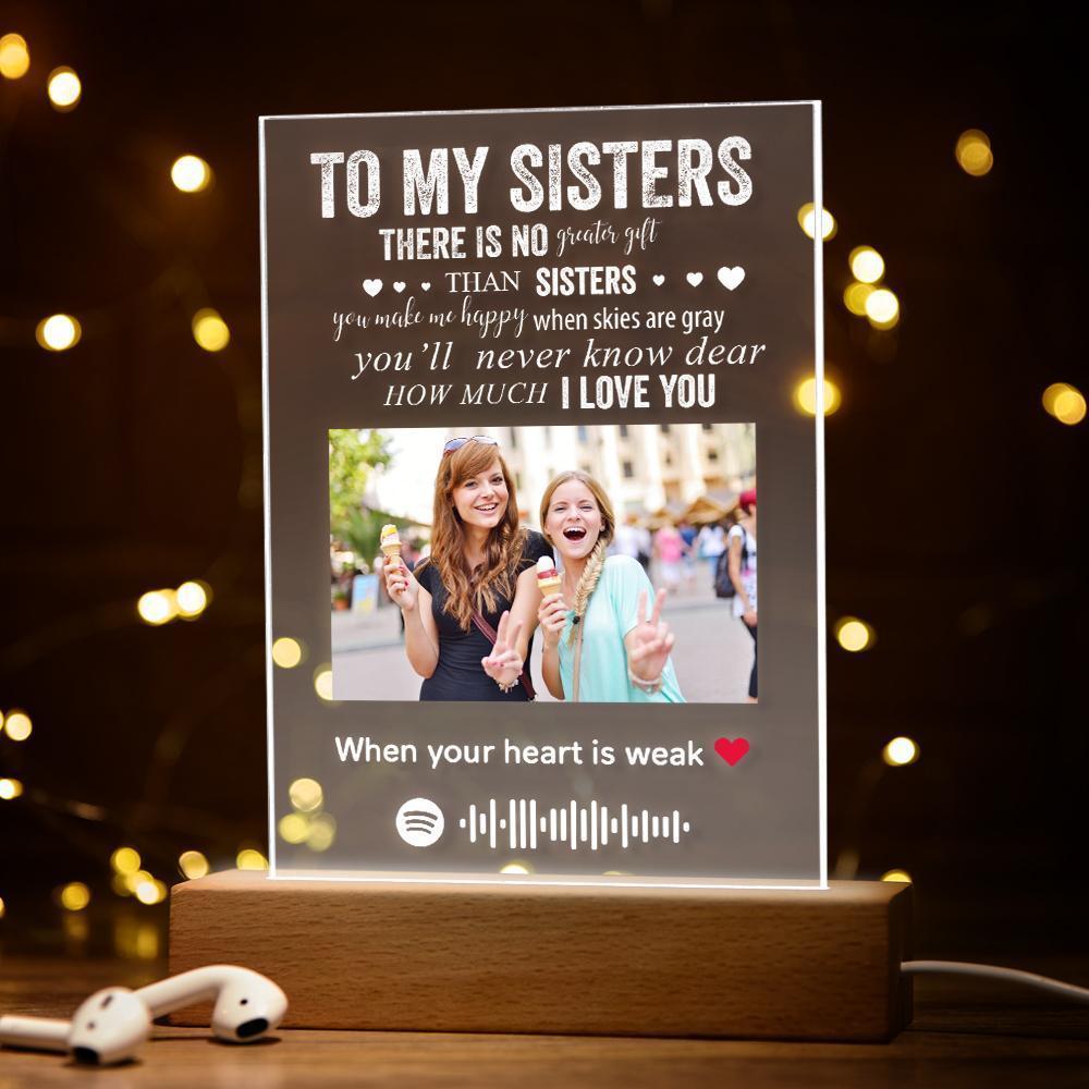 Custom Music Plaque Night Light to My Sisters Personalised Lamp Gifts For Sisters