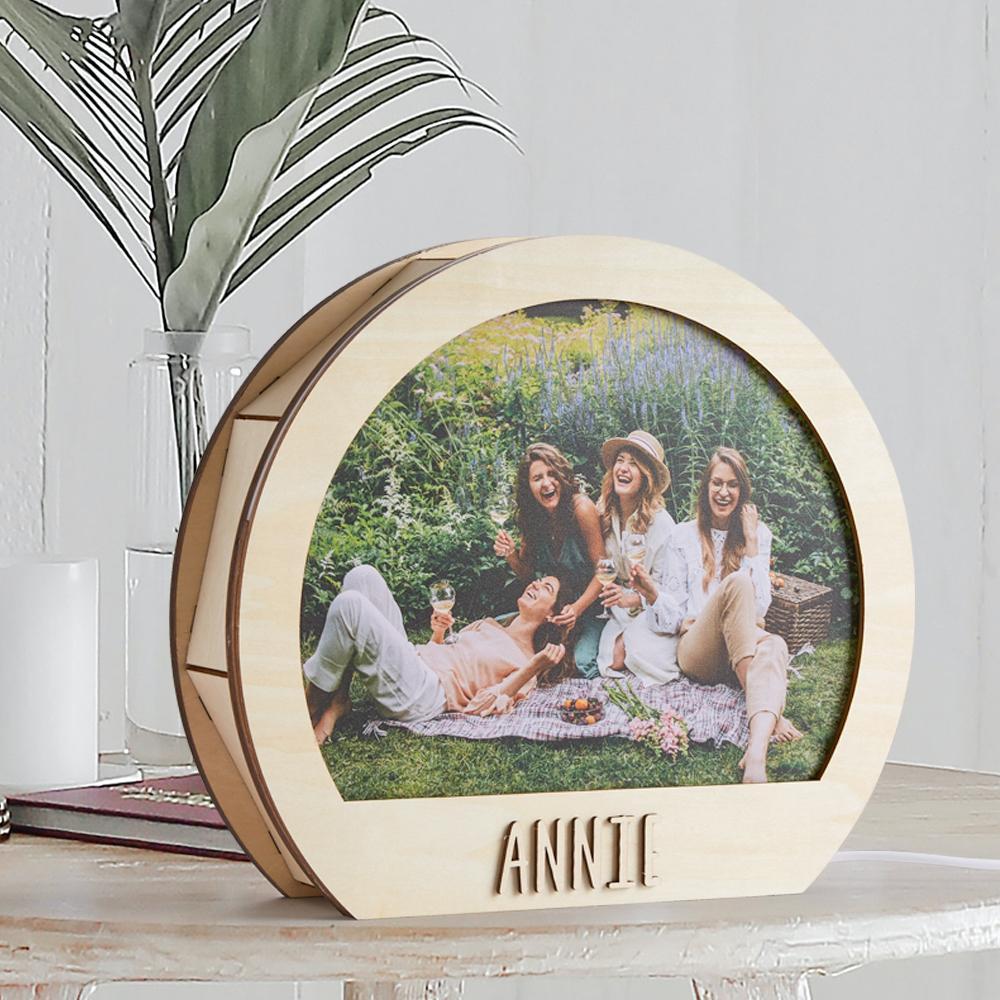 Custom Photo Night Light with Engraving Home Decor Room Wooden Lamp