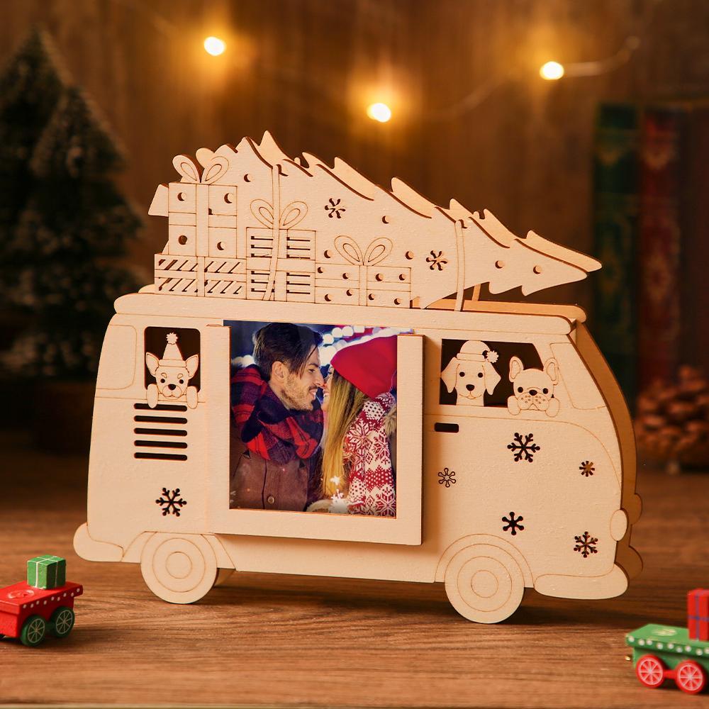 Custom  Photo Frame with Light Christmas Wooden Commemorate Gifts