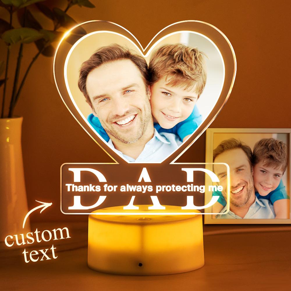 Father's Day Gifts Custom Photo Lamp Personalized Night Light For Dad - auphotomugs