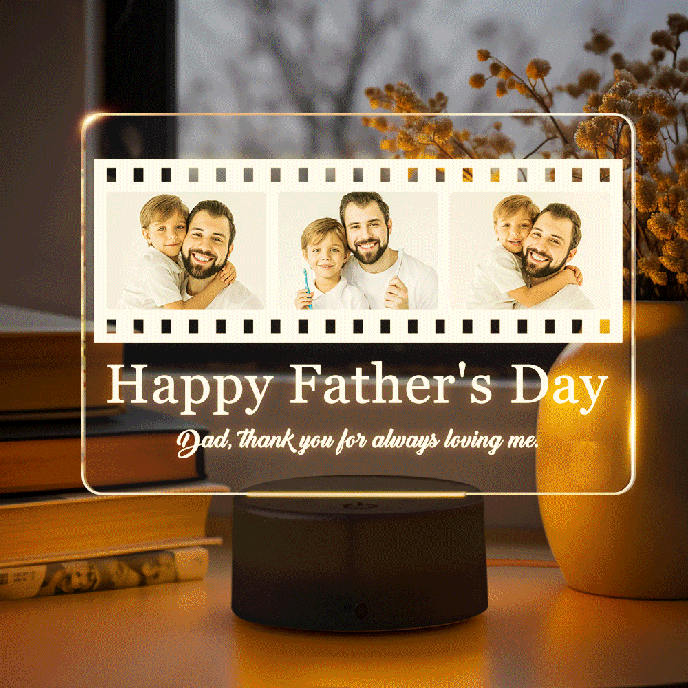 Gift For Dad Personalized Night Light Custom Photo Lamp For Father