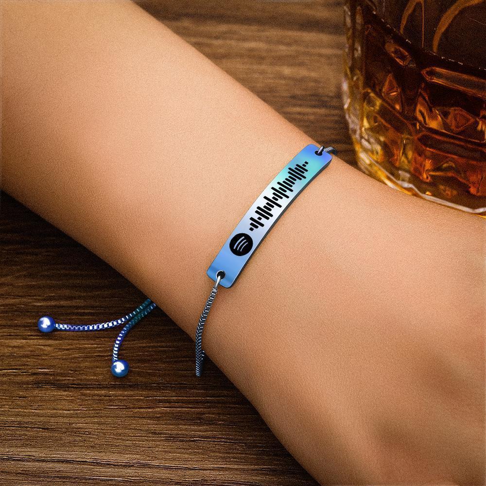 Spotify Code Bracelet Stainless Steel Custom Bracelet Blue Valentine's Day Gifts