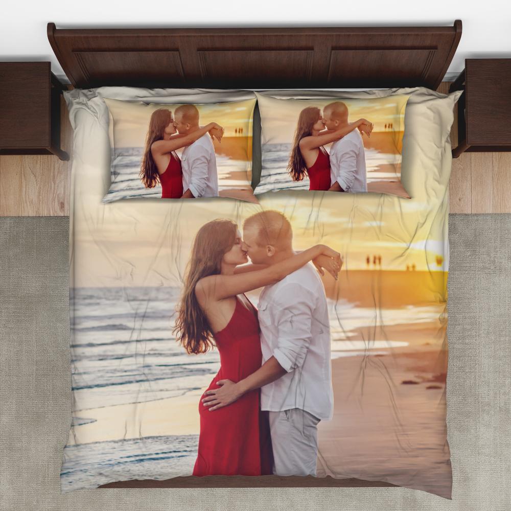 Gift for Her Custom Duvet Cover Bedding Sheets Personalized Photo Duvet Cover & Pillow