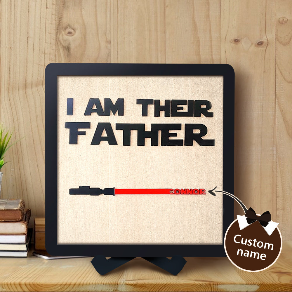 Father's Day Gifts Personalized Lightsaber I Am Their Father Wooden Sign for Dad - myphotowalletau